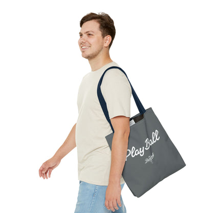 Play Ball Tote Bag_Dark Gray with White Print