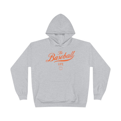The Baseball Life Hoodie w/Grommets_Orange Print