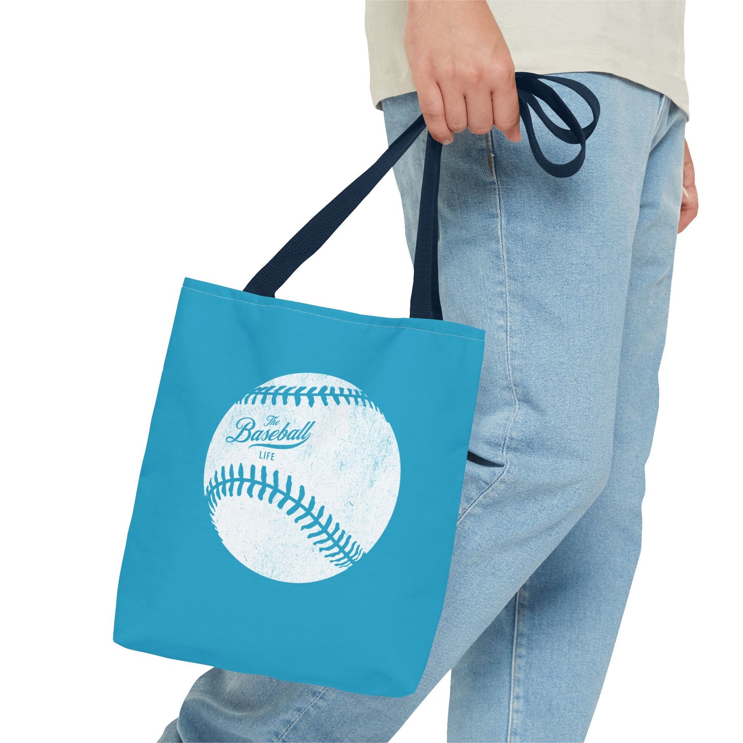 Weathered Baseball Tote Bag_Turquoise