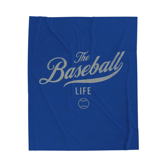 Velveteen Plush Blanket_Royal Blue with Silver Gray Print