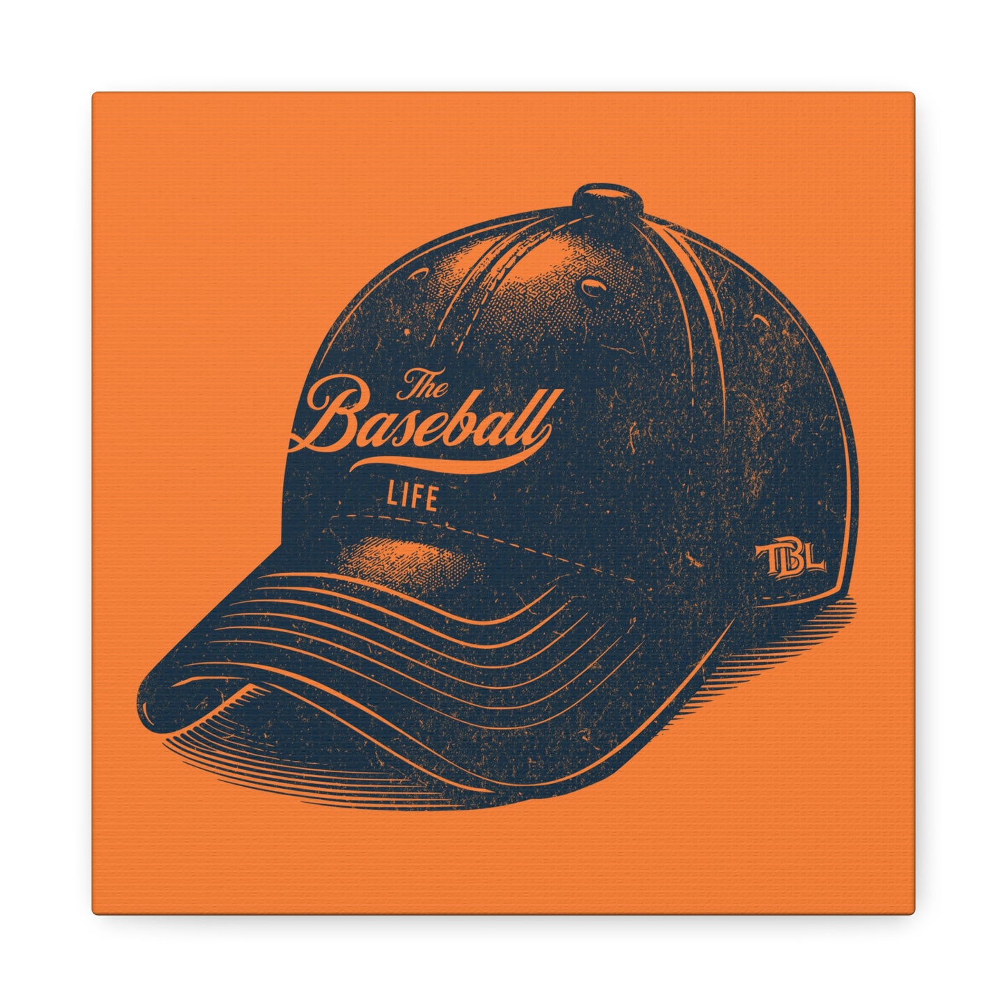 The Baseball Life Ball Cap Wall Art Canvas_Orange