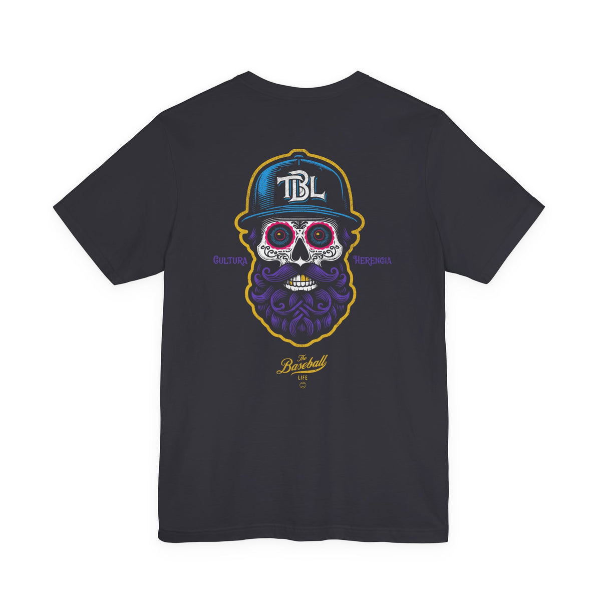 Sugar Skull with Beard Baseball T-Shirt