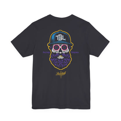 Sugar Skull with Beard Baseball T-Shirt