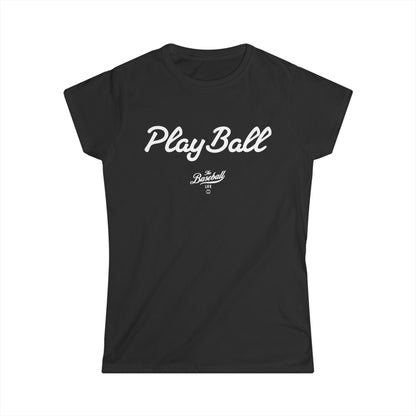 Play Ball Women's Baseball T-Shirt - White Print
