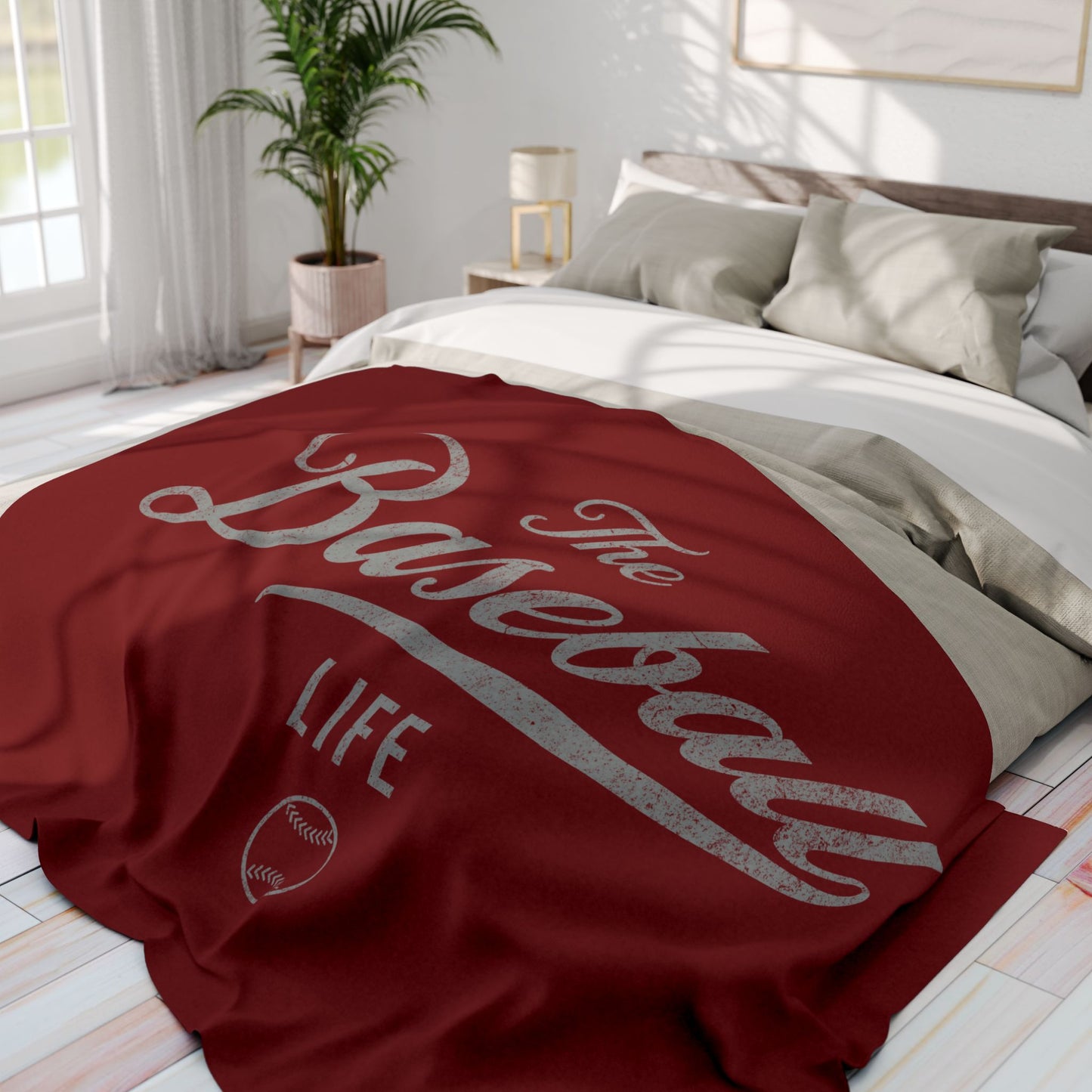 Fleece Blanket_Maroon w Silver Gray Print