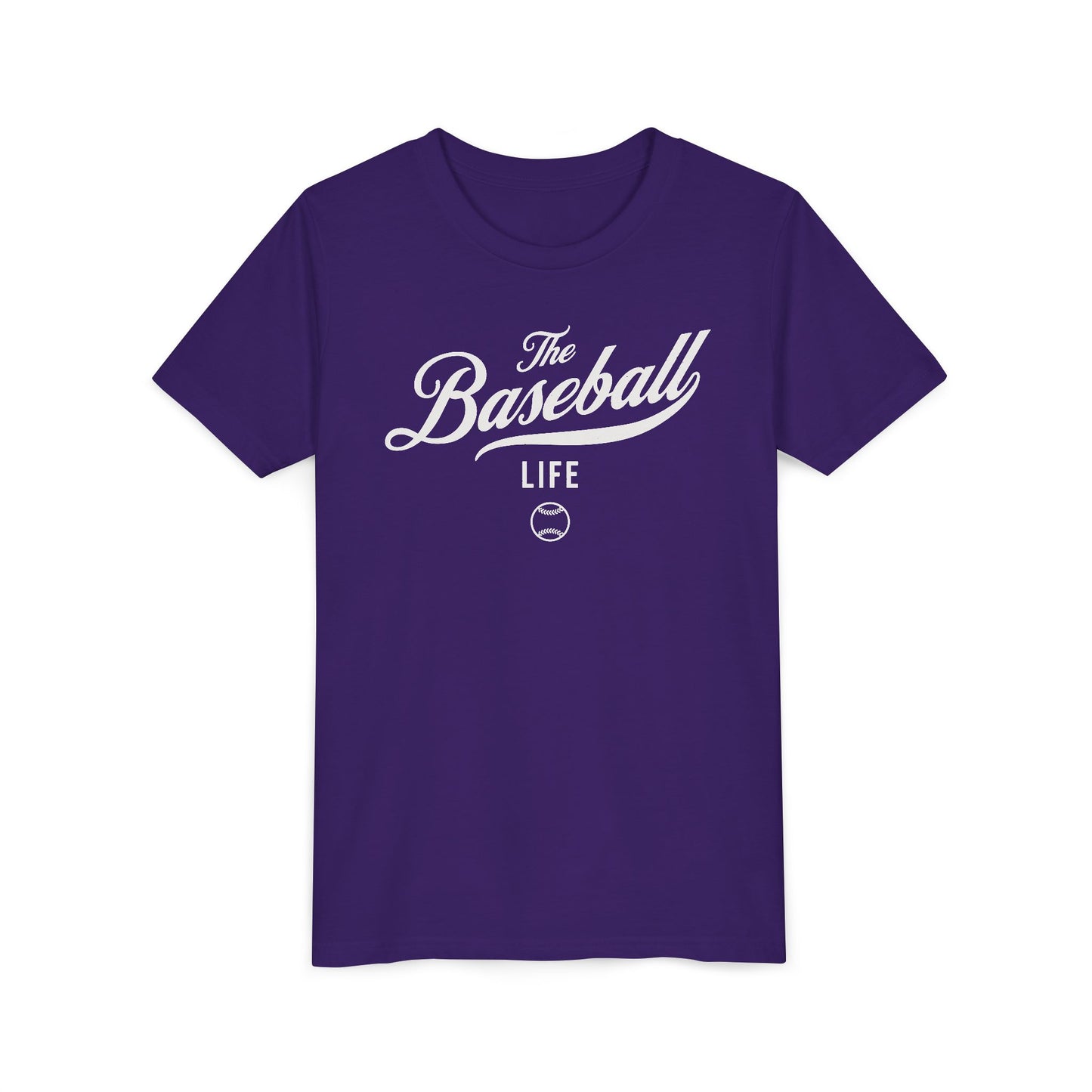 Youth The Baseball Life Classic Script T-Shirt_White Print