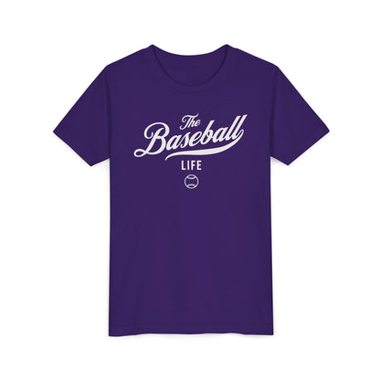 Youth The Baseball Life Classic Script T-Shirt_White Print