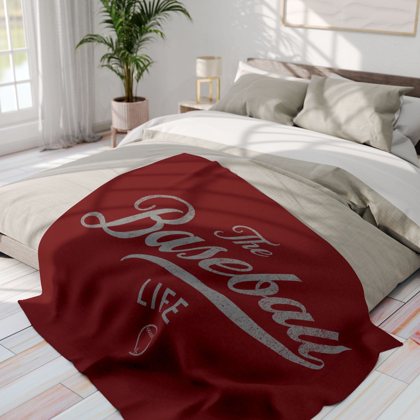 Fleece Blanket_Maroon w Silver Gray Print