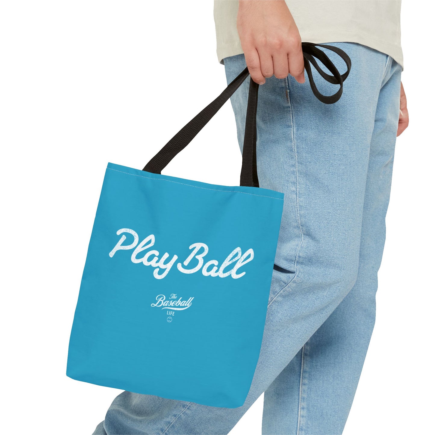 Play Ball Tote Bag_Turquoise with White Print