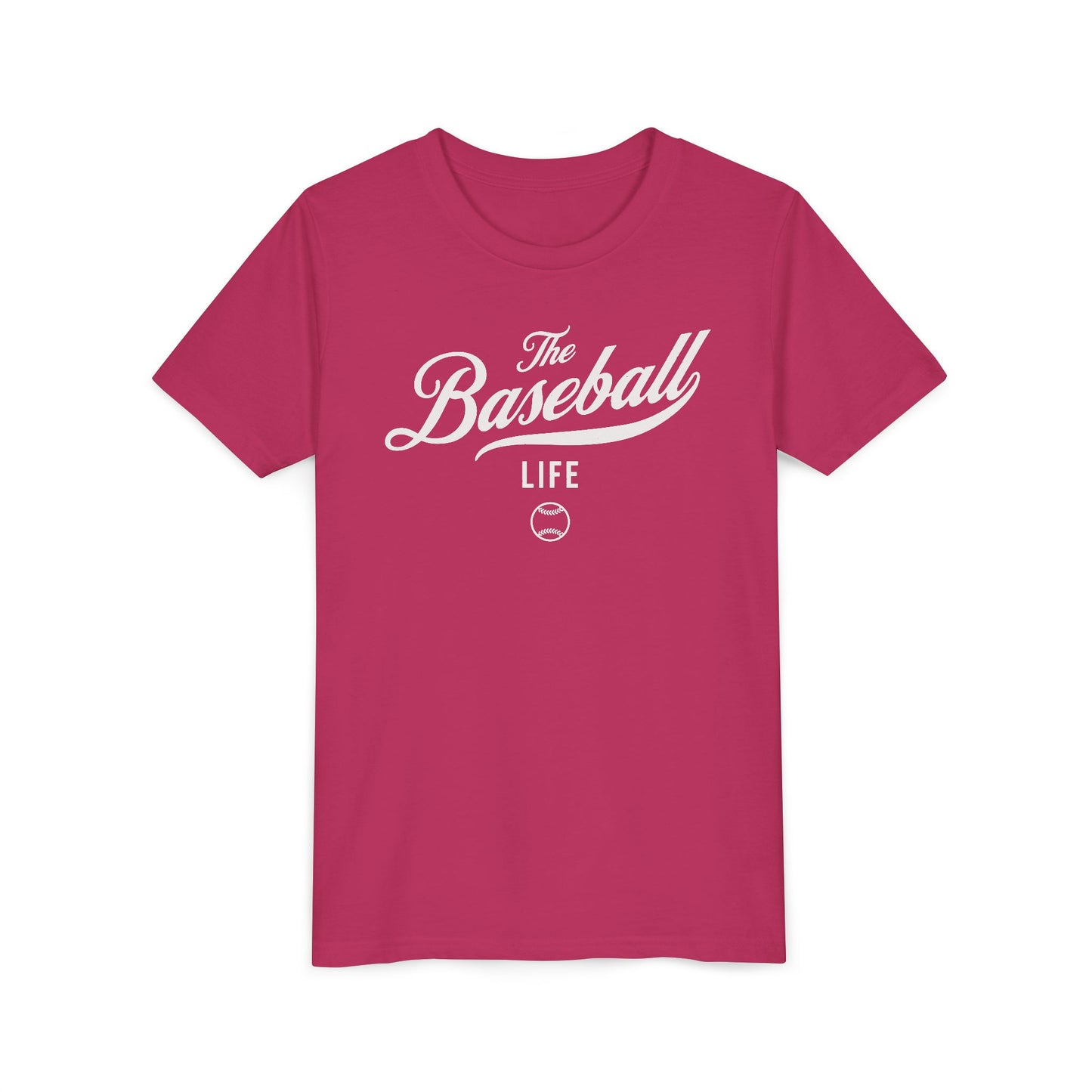 Youth The Baseball Life Classic Script T-Shirt_White Print