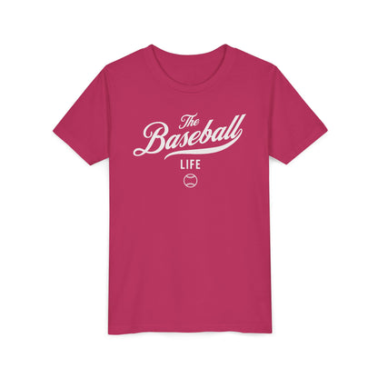 Youth The Baseball Life Classic Script T-Shirt_White Print