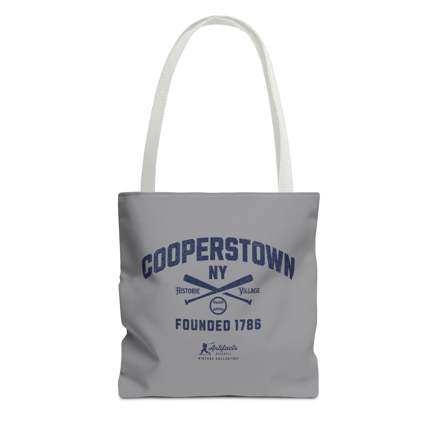 Cooperstown, NY Tote Bag_Gray w Navy Print