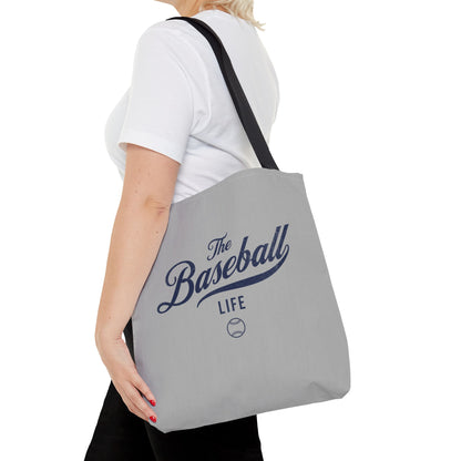 The Baseball Life Tote Bag_Gray w Navy Print