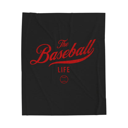 Velveteen Plush Blanket_Black with Red Print