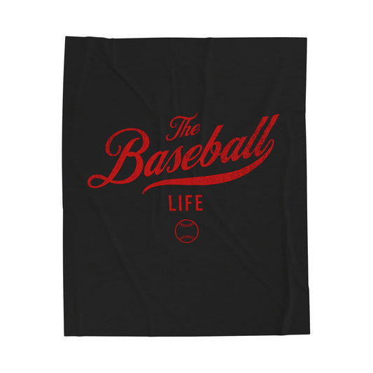 Velveteen Plush Blanket_Black with Red Print