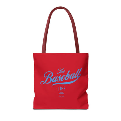 The Baseball Life Tote Bag_Red w Carolina Blue Print
