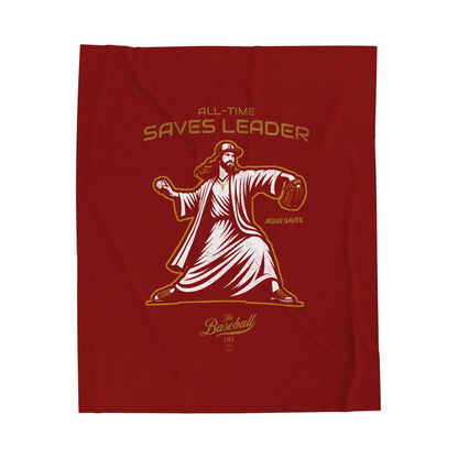 Velveteen Plush Blanket_All-Time Saves Leader_Maroon