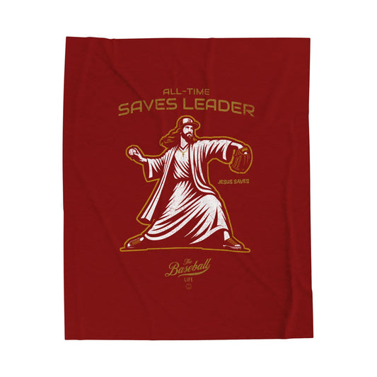 Velveteen Plush Blanket_All-Time Saves Leader_Maroon