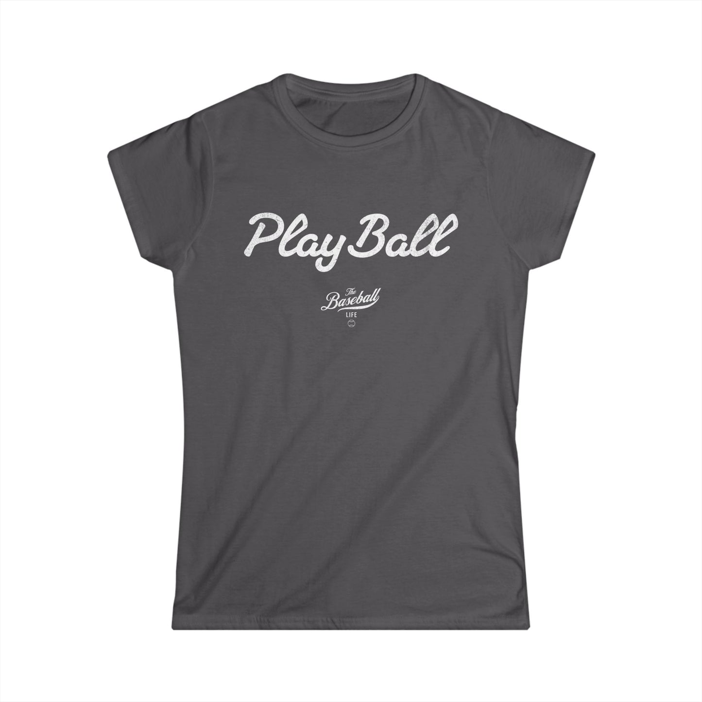 Women's Play Ball Baseball T-Shirt - White Print