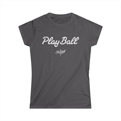 Women's Play Ball Baseball T-Shirt - White Print