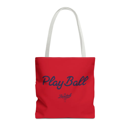 Play Ball Tote Bag_Red with Navy Print