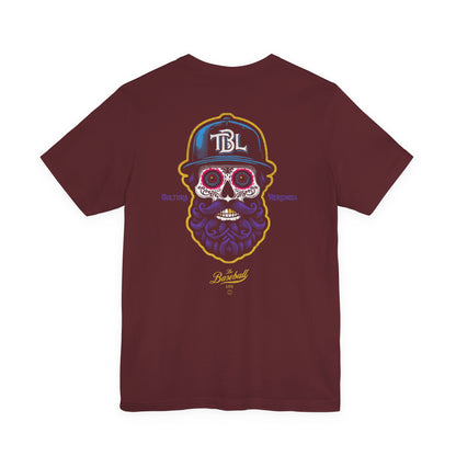 Sugar Skull with Beard Baseball T-Shirt