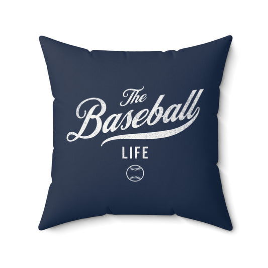 The Baseball Life Accent Pillow_Navy w White Print
