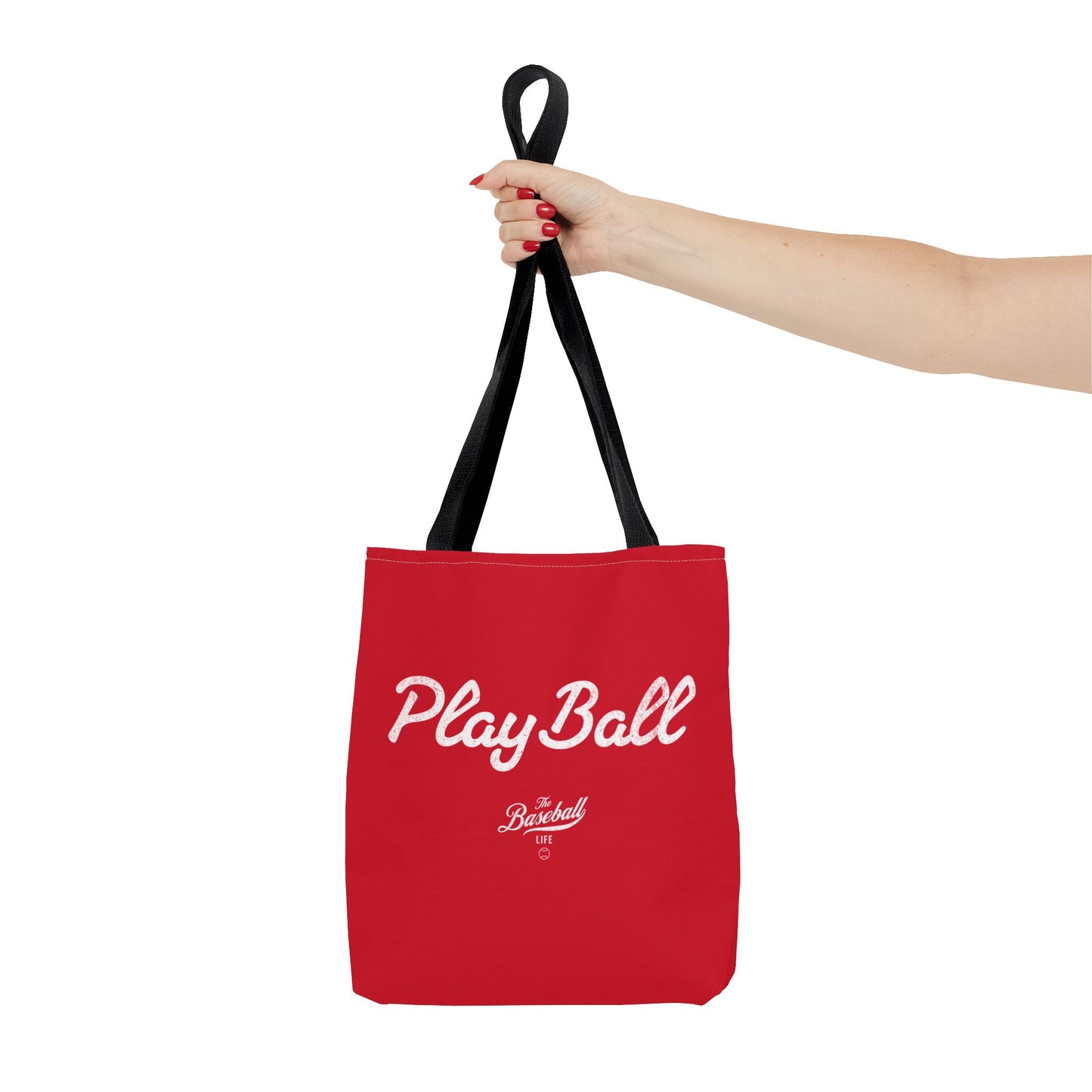 Play Ball Tote Bag_Red with White Print