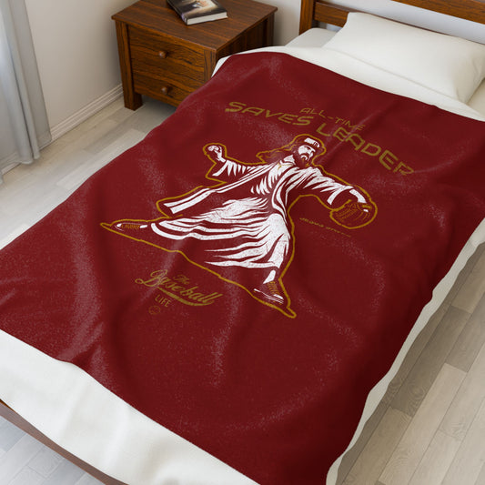 Velveteen Plush Blanket_All-Time Saves Leader_Maroon