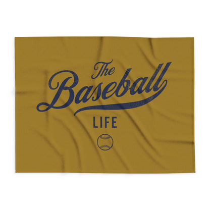 Fleece Blanket_Old Gold w Navy Print