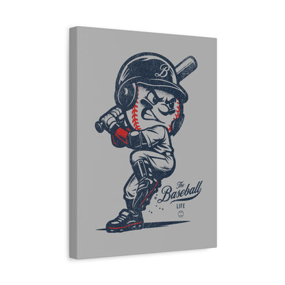 Mr. Baseball Mascot Batting Wall Art Canvas - Vertical