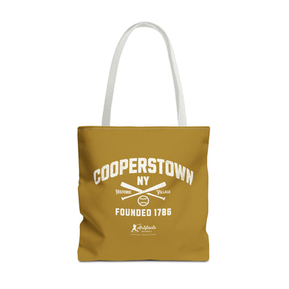 Cooperstown, NY Tote Bag_Old Gold w White Print