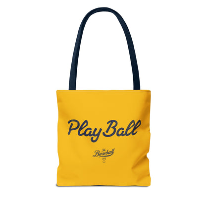 Play Ball Tote Bag_Yellow Gold with Navy Print