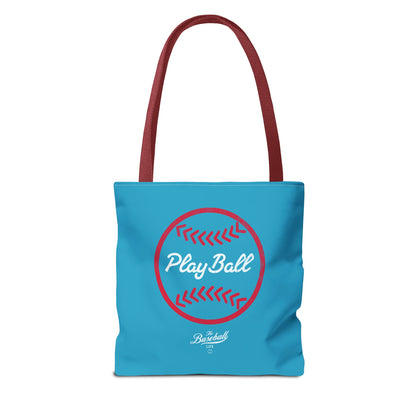 Baseball Icon Play Ball Tote Bag_Turquoise