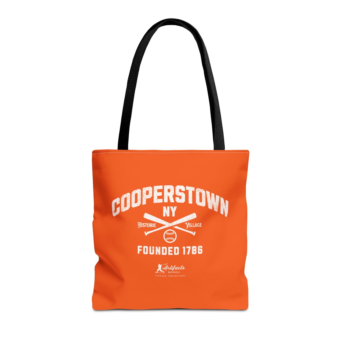Cooperstown, NY Tote Bag_Orange w White Print
