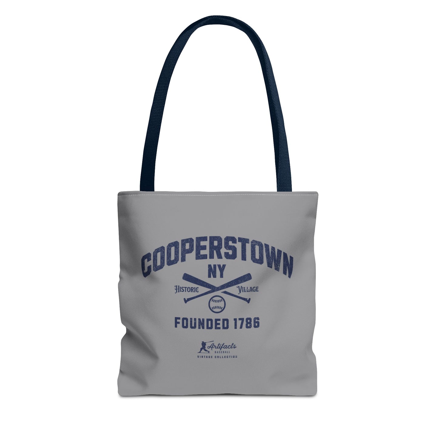 Cooperstown, NY Tote Bag_Gray w Navy Print