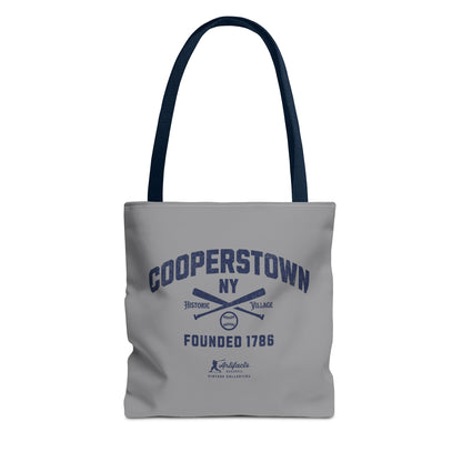 Cooperstown, NY Tote Bag_Gray w Navy Print