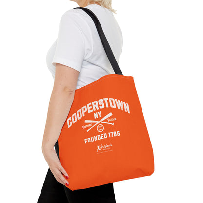Cooperstown, NY Tote Bag_Orange w White Print