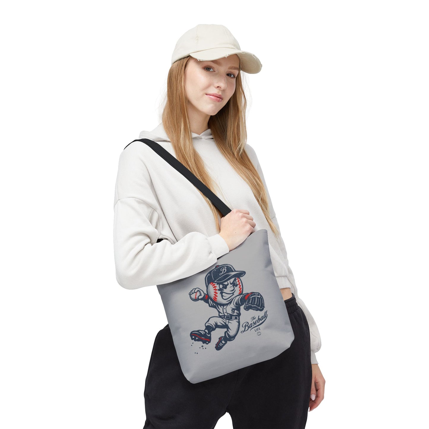 Mr. Baseball Mascot Leaping Throw Tote
