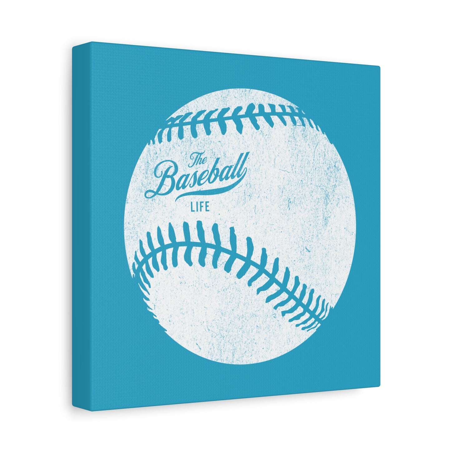 Weathered Baseball Wall Art Canvas_Aqua