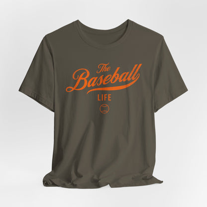 The Baseball Life Classic Script T-Shirt_Orange Print