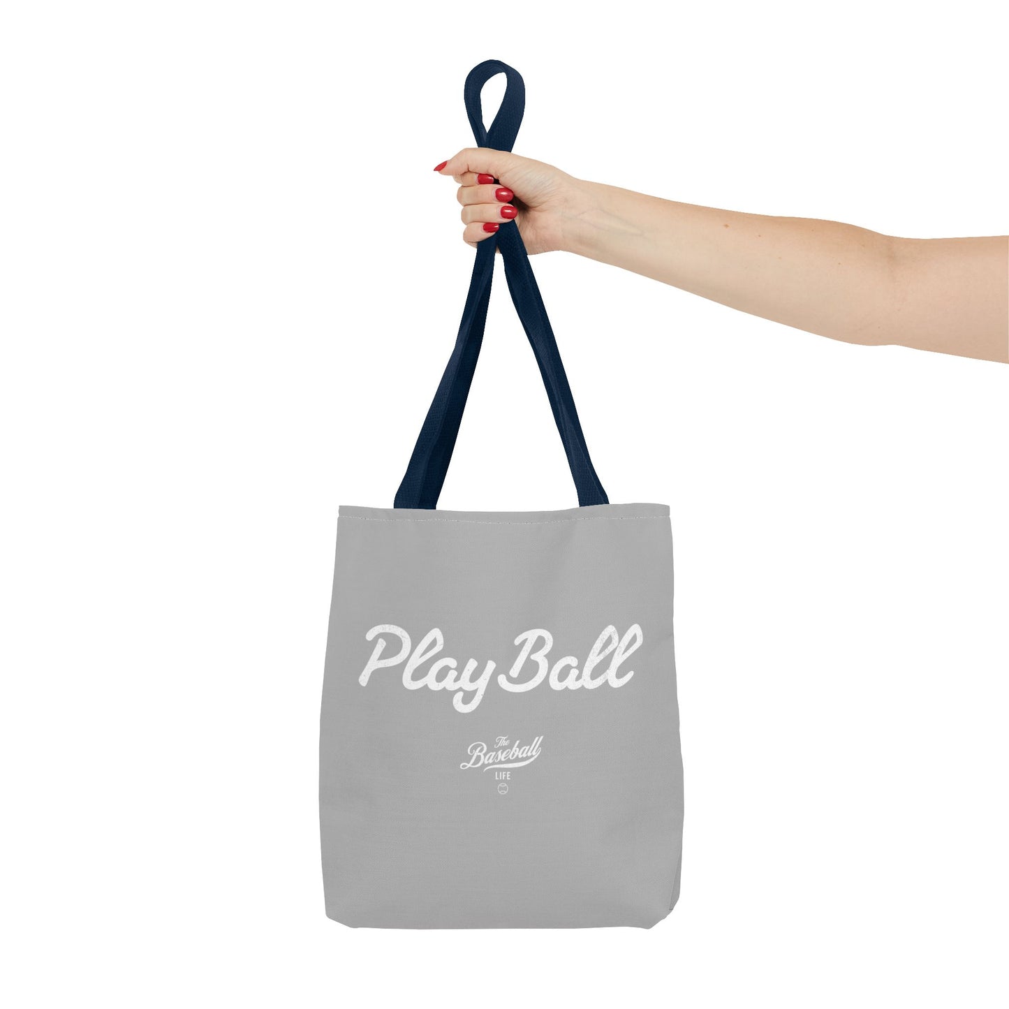 Play Ball Tote Bag_Light Gray with White Print