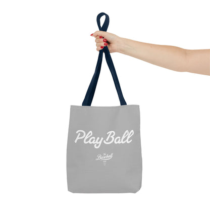Play Ball Tote Bag_Light Gray with White Print