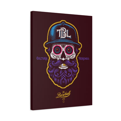 Beisbol Sugar Skull Series_Player 2 Wall Art Canvas_Coffee