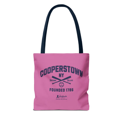 Cooperstown, NY Tote Bag_Bubble Gum w Navy Print