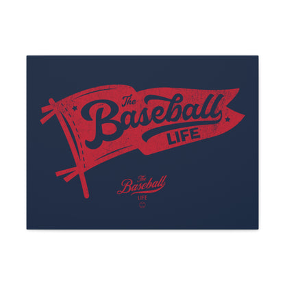 Classic Pennant Wall Art Canvas_Red Print on Navy
