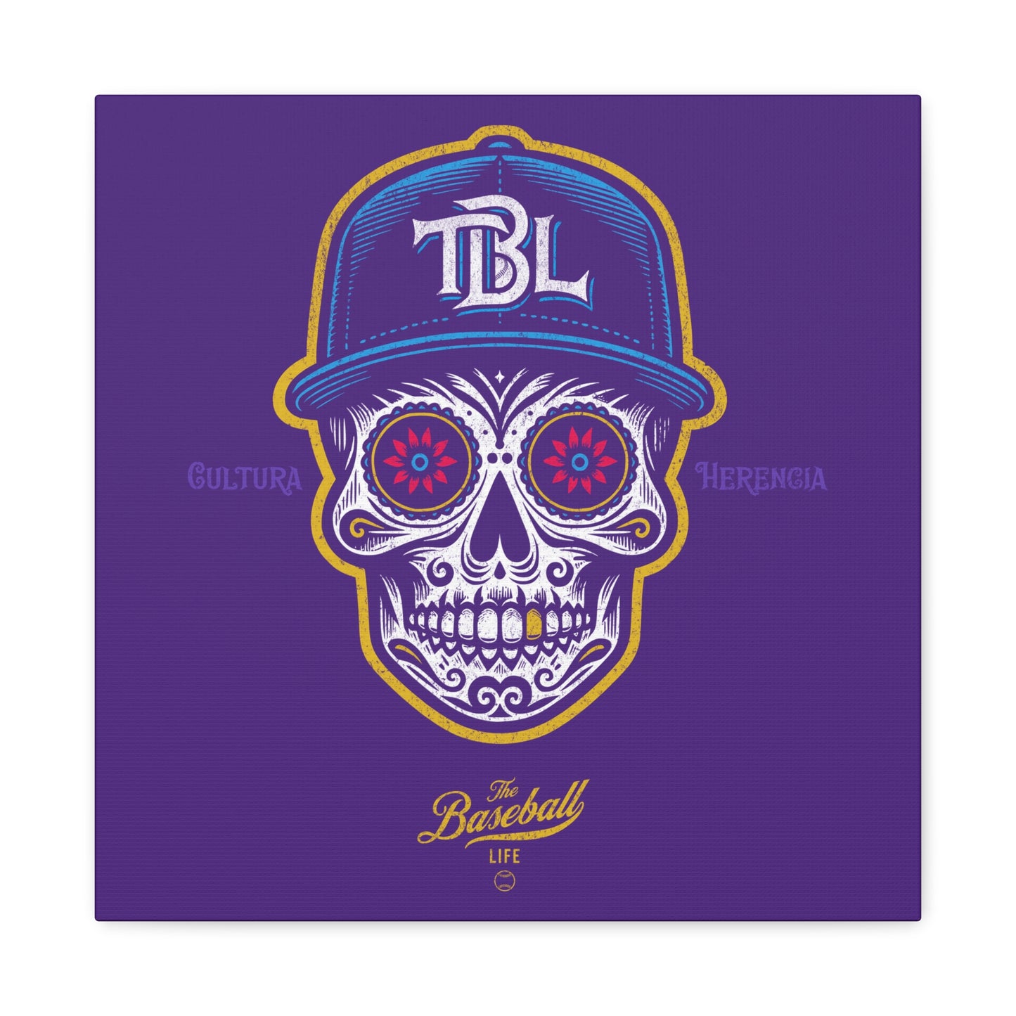 Beisbol Sugar Skull Series_Player 1  Wall Art Canvas_Purple