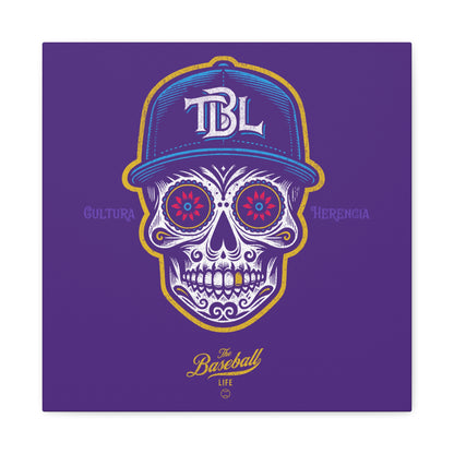 Beisbol Sugar Skull Series_Player 1  Wall Art Canvas_Purple