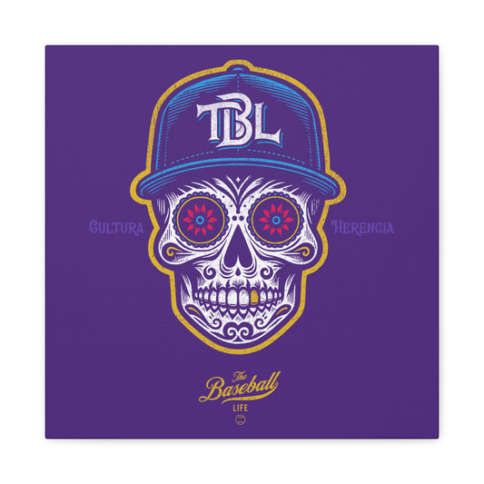 Beisbol Sugar Skull Series_Player 1  Wall Art Canvas_Purple