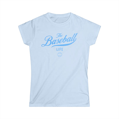 The Baseball Life Classic Script Tee_Women's_Carolina Blue Print